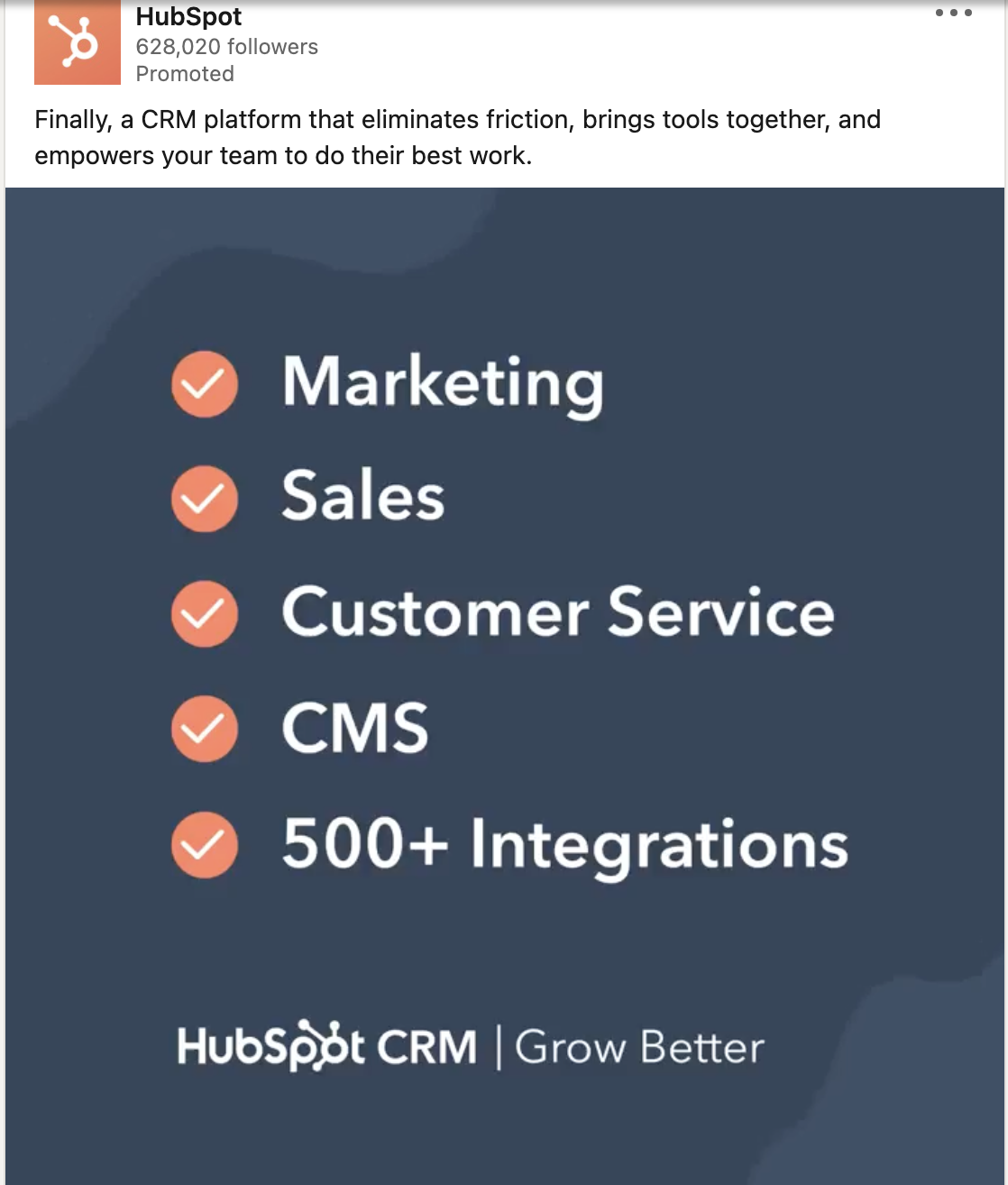 HubSpot paid advertisement example.